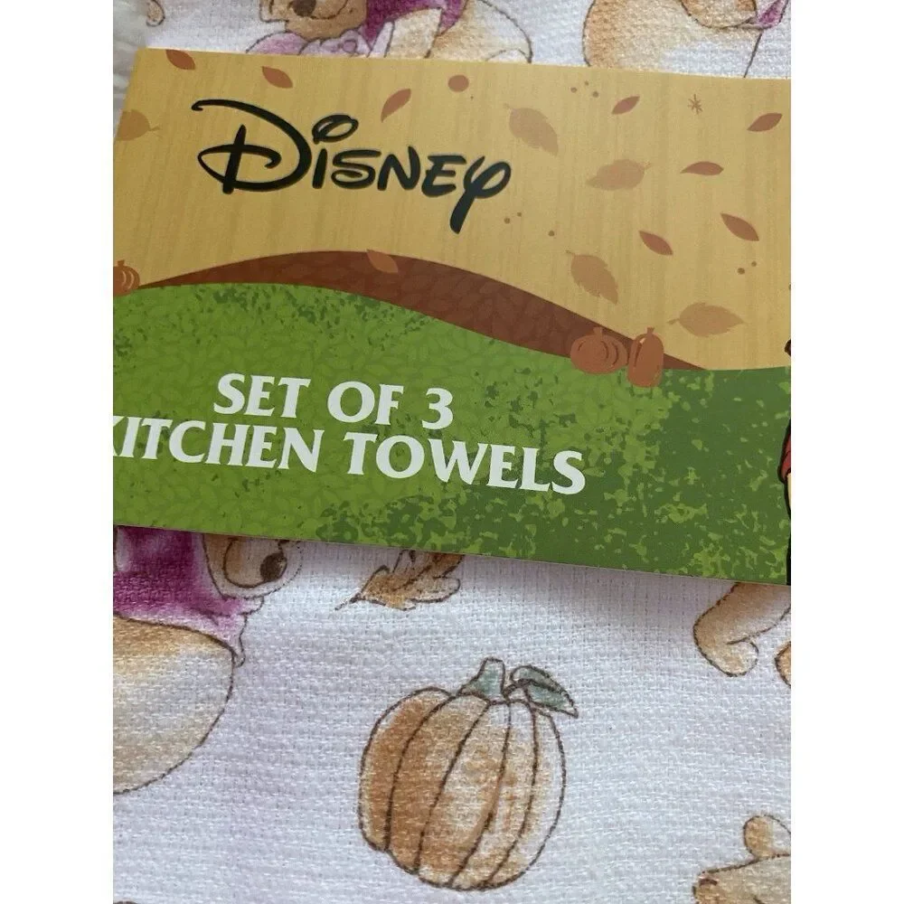 3 Pack Disney Winnie The Pooh Piglet Autumn Fall‎ Leaves Kitchen Towels 16 X 26”